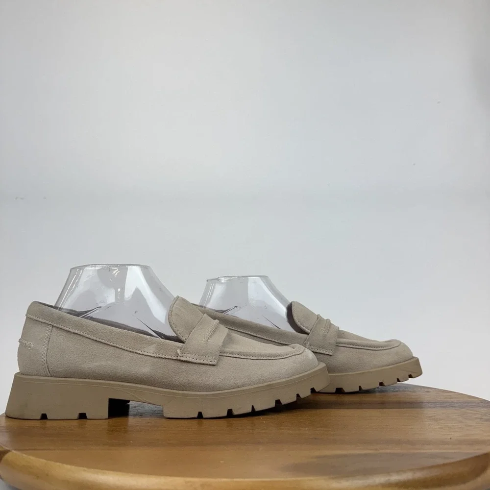 Womens Dolce Vita Evanka Beige Suede Comfort Casual Platform‎ Loagers Size 9 M
